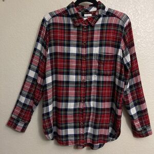 American Eagle Ahh-mazingly Soft Boyfriend Fit Plaid Flannel Shirt Red Navy L
